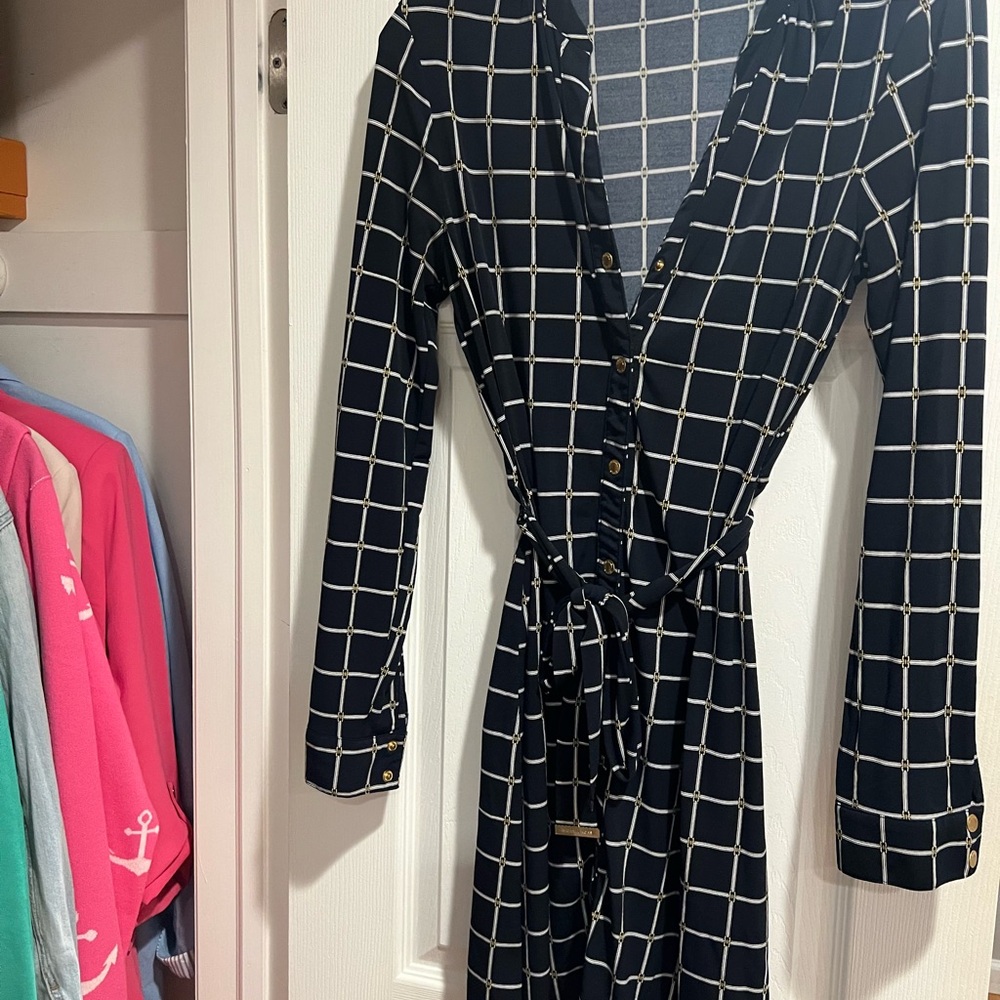 Michaels Kors  Navy and White Plaid Fabric